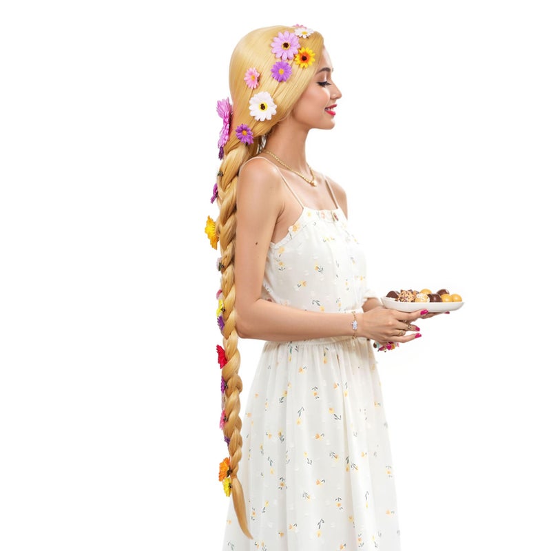 ColorGround Long Blonde Braided Cosplay Wig for Halloween and Con (Blonde Wig Only) - Image 3